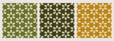 Set of 3 modern seamless fabric pattern, abstract print on carpet, floor, weaving pattern. 