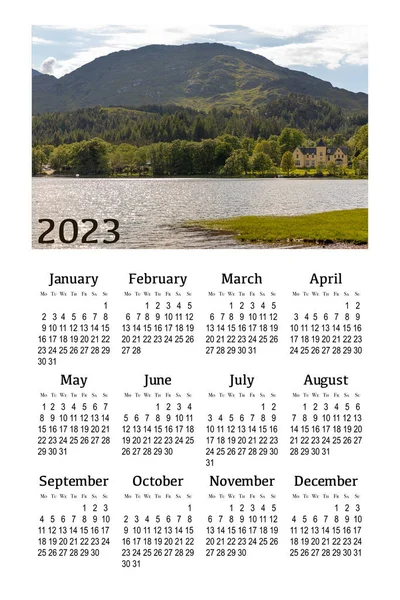 Kalender Voor 2023 Een Witte Achtergrond Voor Het Afdrukken Schotland — Stockfoto