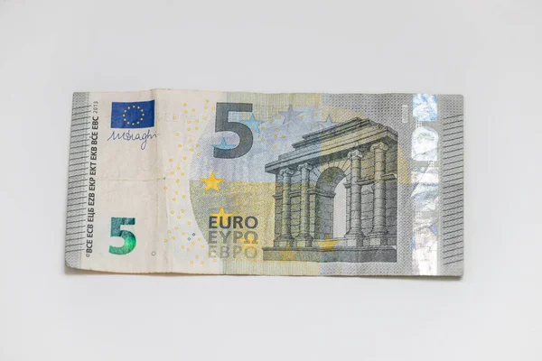 Апреля 2023 Года Амстердам Нидерланды Банкнота Евро Белом Фоне — стоковое фото