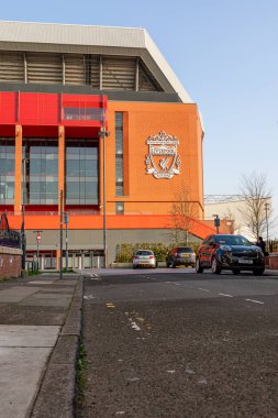 Liverpool, İngiltere - 23 Mart 2022. Liverpool Anfield Stadyumu, İngiltere .