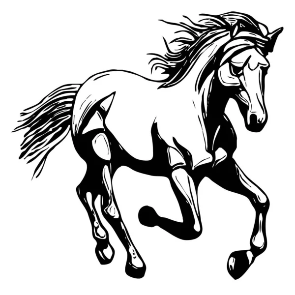 Dierenillustratie Zwart Silhouet Van Een Paard Een Witte Achtergrond — Stockfoto