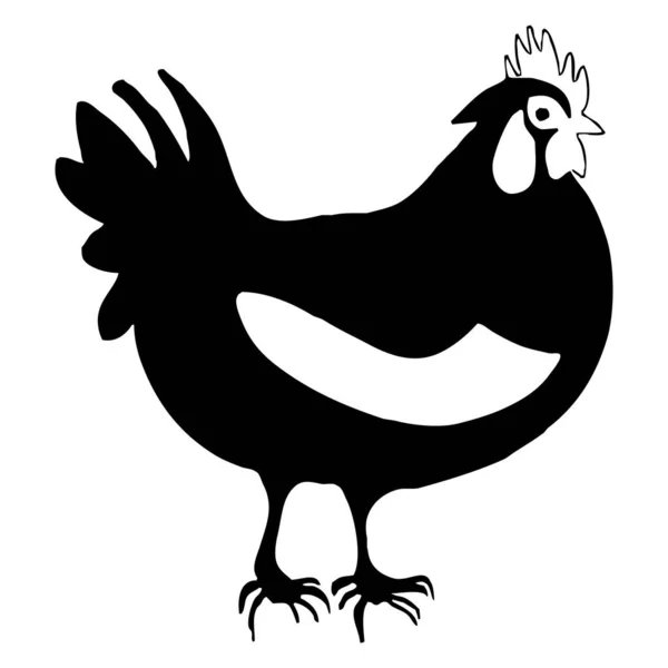 Иллюстрация Животных Черная Курица Белом Фоне — стоковое фото