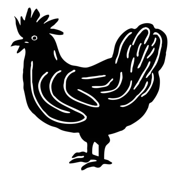 Animal Illustration Schwarze Henne Auf Weißem Hintergrund — Stockfoto