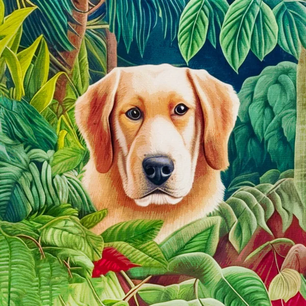 Акварель Холсте Печатная Ботаническая Иллюстрация Тканевый Узор Использования Графике Собака — стоковое фото