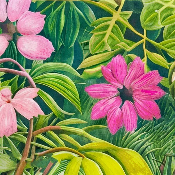 Pintura Acuarela Sobre Lienzo Ilustración Botánica Imprimible Patrón Tela Para —  Fotos de Stock
