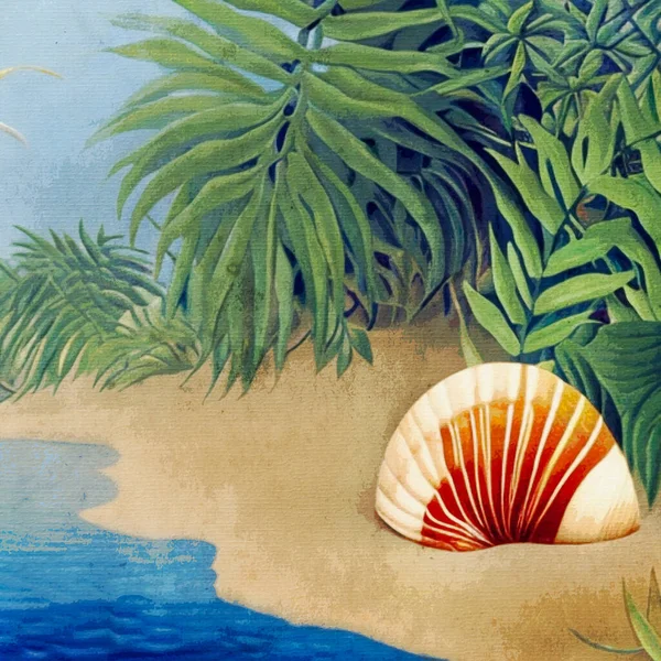 Акварель Холсте Печатная Ботаническая Иллюстрация Тканевый Узор Использования Графике Seashell — стоковое фото
