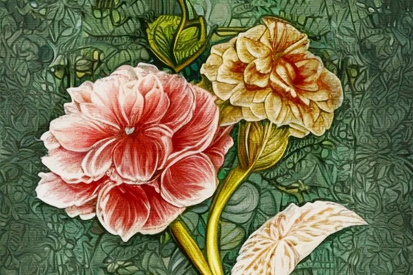 Pintura Aquarela Sobre Tela Ilustração Botânica Imprimível Padrão Tecido Para — Fotografia de Stock