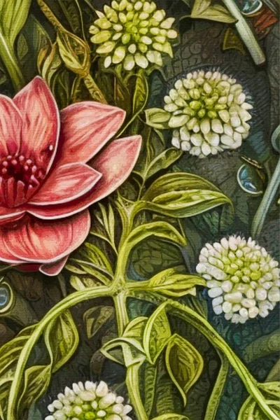 Obraz Akwarelowy Płótnie Ilustracja Botaniczna Druku Wzór Tkaniny Stosowania Grafice — Zdjęcie stockowe