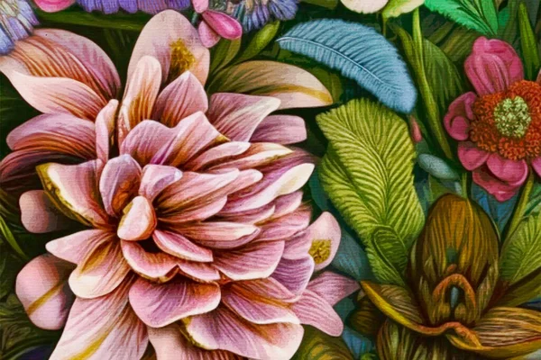 Akvarel Plátně Tisknutelná Botanická Ilustrace Textilní Vzor Pro Použití Grafice — Stock fotografie