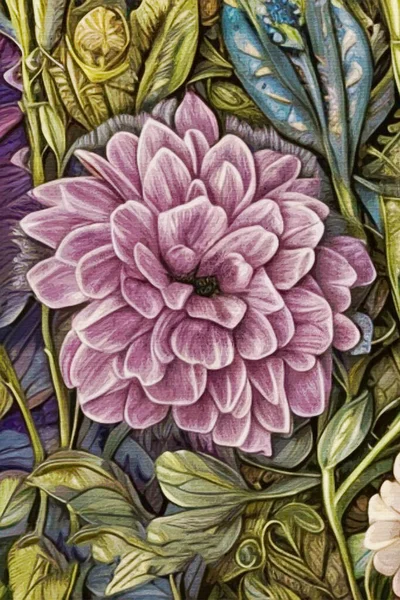 Akvarel Plátně Tisknutelná Botanická Ilustrace Textilní Vzor Pro Použití Grafice — Stock fotografie