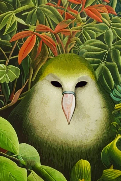 帆布上的水彩画 可打印的植物图解 织物图案 用于图形 插画中的鸟 — 图库照片