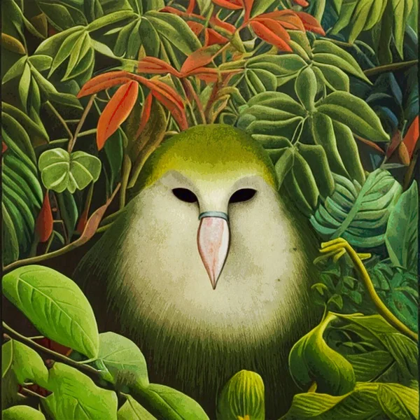 水彩画可打印的植物图解 织物图案 用于图形 插画中的鸟 — 图库照片