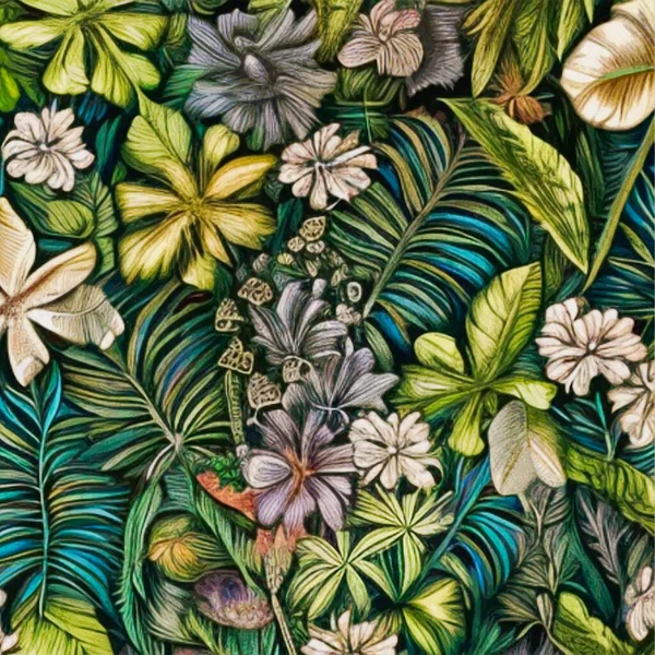 Aquarelle Illustration Botanique Imprimable Motif Tissu Pour Une Utilisation Dans — Photo