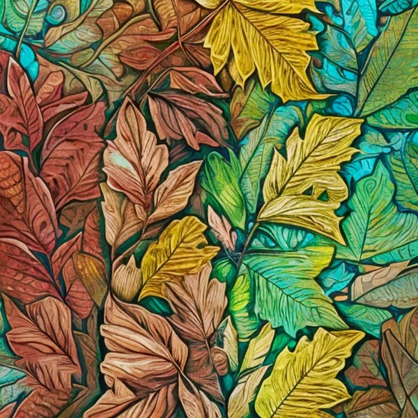 Malowanie Akwarelami Wzór Botaniczny Inspirowany Twórczością Morrisa — Zdjęcie stockowe