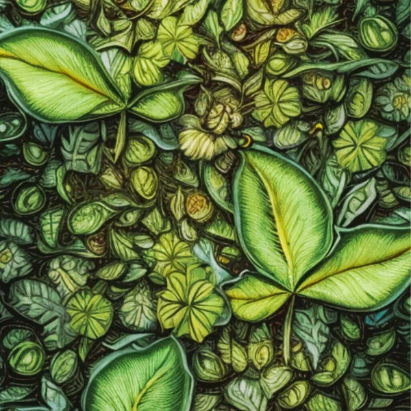 Pittura Acquerello Modello Botanico Ispirato Lavoro Morris — Foto Stock