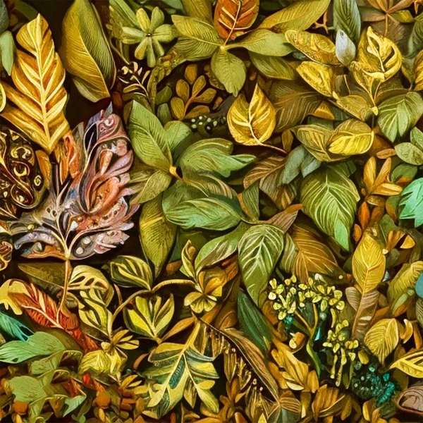 Акварель Ботанический Шаблон Вдохновленный Работой Морриса — стоковое фото