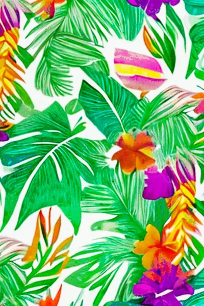 Watercolor Painting Printable Botanical Illustration Fabric Pattern Use Graphic Arts — Stock Photo, Image