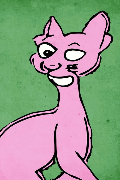 Animals ilustration . Pink panther on a green background .