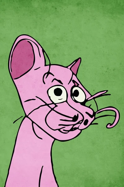 Hewan Ilustrasi Pink Panther Pada Latar Belakang Hijau — Stok Foto