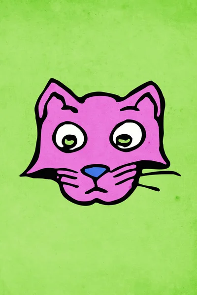 動物のイラスト 緑の背景にピンクのパンサー — ストック写真