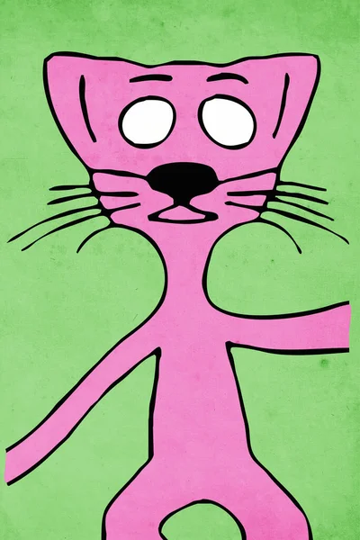 Animals Illustration Pinkfarbener Panther Auf Grünem Hintergrund — Stockfoto