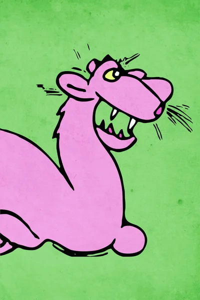 Ζώα Ευνουχισμένα Ροζ Πάνθηρας Πράσινο Φόντο — Φωτογραφία Αρχείου