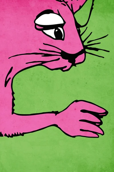 Djur Ilustration Rosa Panter Grön Bakgrund — Stockfoto