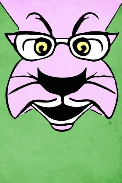 Zvířata Ilustrace Růžový Panter Zeleném Pozadí — Stock fotografie