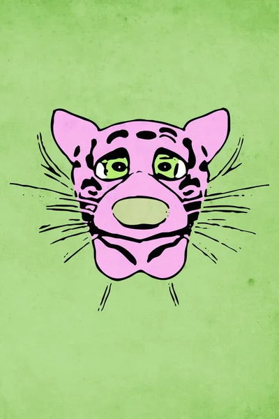 Ilustración Animal Pantera Rosa Sobre Fondo Verde — Foto de Stock