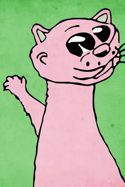 Dieren Worden Mishandeld Roze Panter Een Groene Achtergrond — Stockfoto
