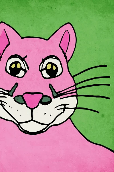 动物们被感染了绿色背景上的粉红豹 — 图库照片