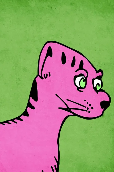 Dieren Worden Mishandeld Roze Panter Een Groene Achtergrond — Stockfoto