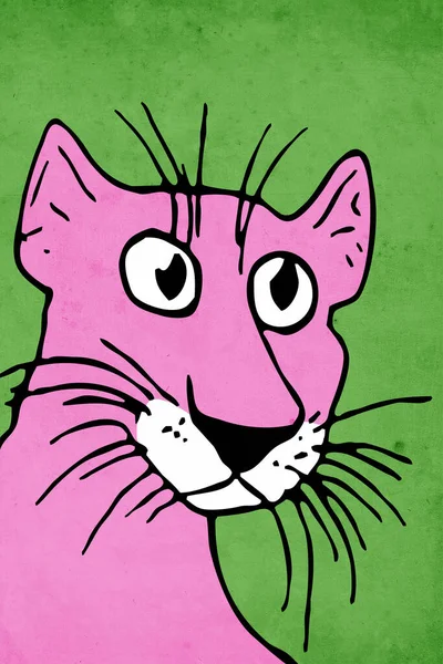 Тваринний Світ Рожева Пантера Зеленому Фоні — стокове фото