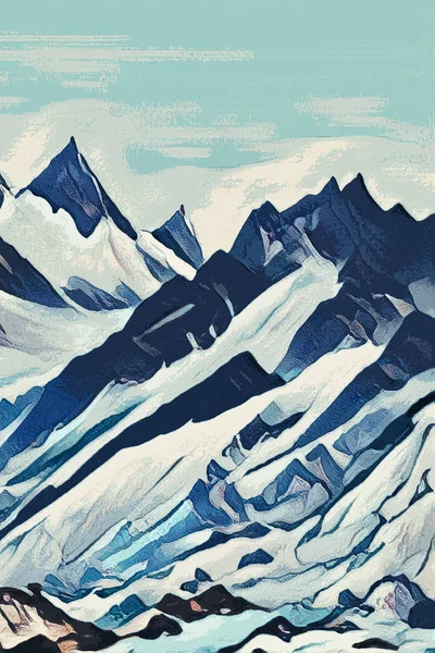 Reiseillustration Schöne Berglandschaft — Stockfoto