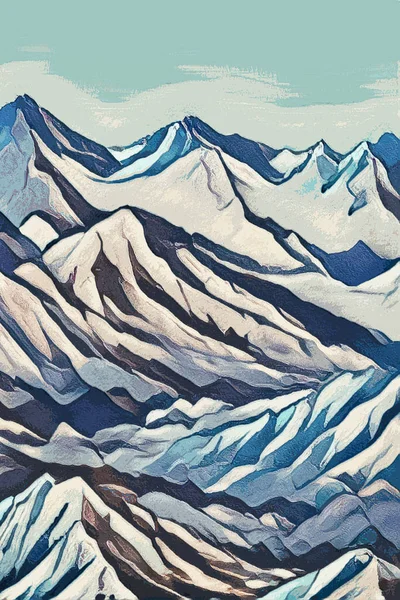 旅行イラスト 美しい山の風景 — ストック写真