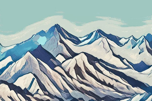 旅行イラスト 美しい山の風景 — ストック写真