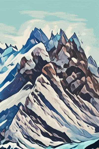 Reisillustratie Prachtig Berglandschap — Stockfoto