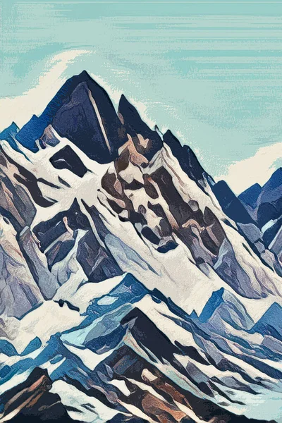 Travel Illustration Beautiful Mountain Landscape — Stock Photo, Image