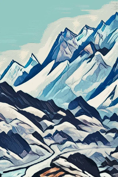 Reiseillustration Schöne Berglandschaft — Stockfoto