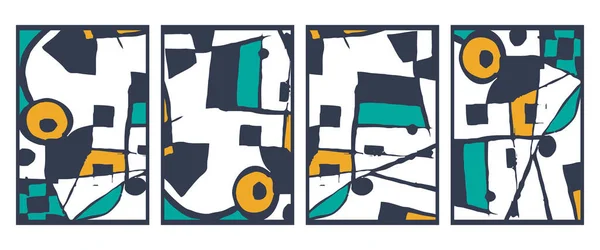 Set Illustrazioni Astratte Forme Geometriche Progettazione Vestiti Tessuti Decorazioni Murali — Vettoriale Stock