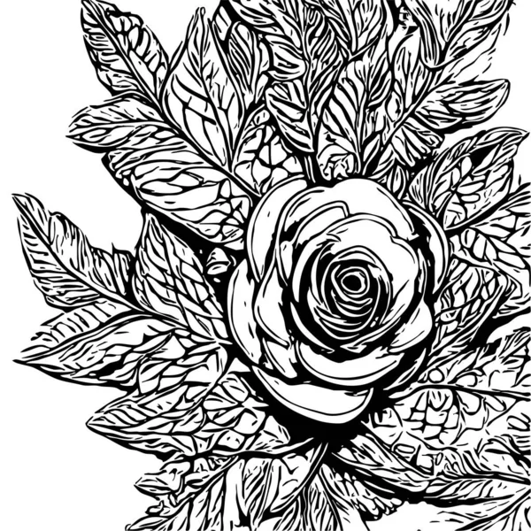 Beyaz Arka Planda Botanik Desen Siyah Çiçekler — Stok fotoğraf