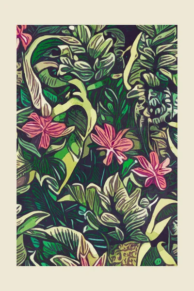 受莫里斯作品启发的植物学海报 — 图库照片