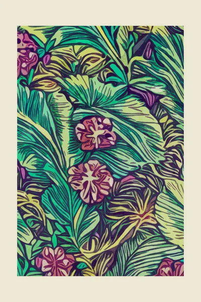 Ботанический Плакат Вдохновленный Работой Морриса — стоковое фото