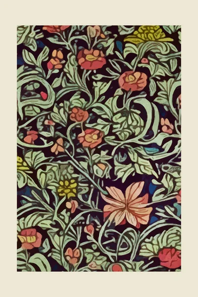 Morris Çalışmalarından Esinlenilmiş Botanik Posteri — Stok fotoğraf
