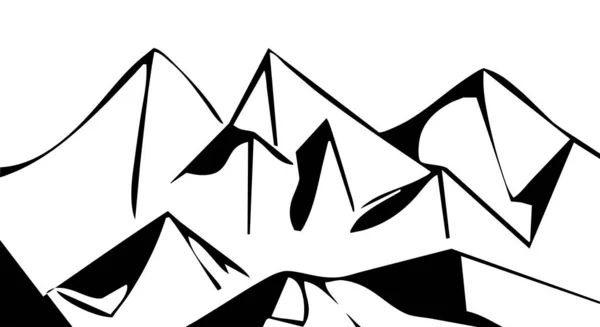 Black White Vector Illustration Mountain Peaks White Background — Stock Vector