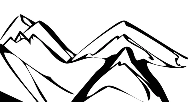 黑白矢量图解 白色背景上的山峰 — 图库矢量图片