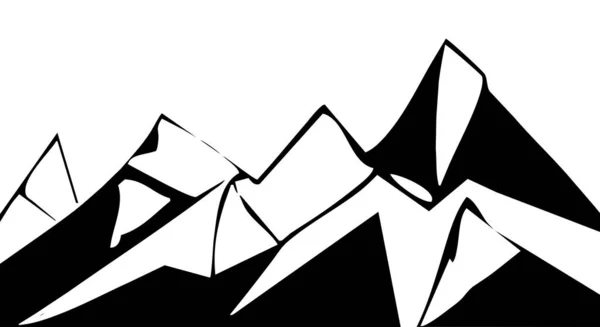 Schwarz Weiße Vektorillustration Berggipfel Auf Weißem Hintergrund — Stockvektor
