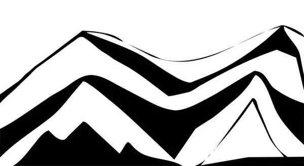 Siyah Beyaz Vektör Çizimi Beyaz Arkaplanda Dağ Zirveleri — Stok Vektör