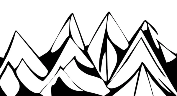 Ilustração Vetorial Preto Branco Picos Montanha Fundo Branco —  Vetores de Stock