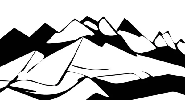 Черно Белая Векторная Иллюстрация Горные Вершины Белом Фоне — стоковый вектор